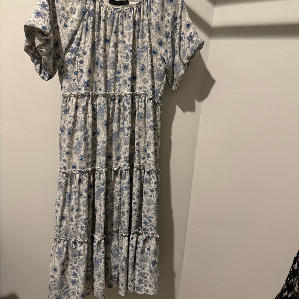 Floral Blue Midi Dress